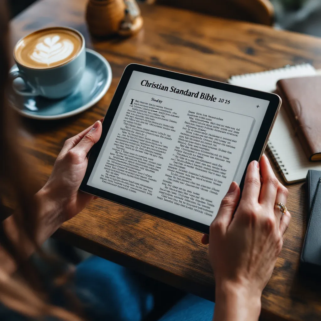 Person using CSB digital Bible on tablet